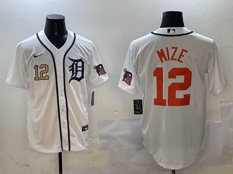Men Detroit Tigers #12 Mize White Game 2025 Nike MLB Jersey style 3133